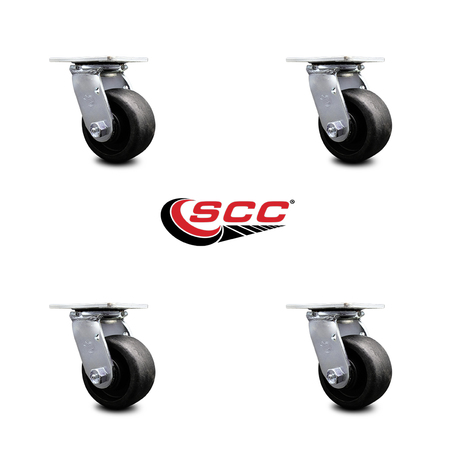 Service Caster 4 Inch Glass Filled Nylon Wheel Swivel Caster Set with Roller Bearings SCC SCC-30CS420-GFNR-4